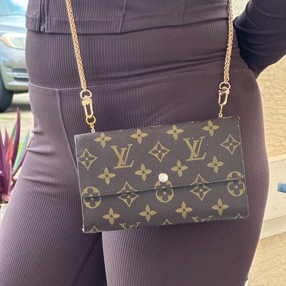 LOUIS VUITTON Monogram Porte Monnaie Tresor Wallet Crossbody Conversion - Picture 2 of 11